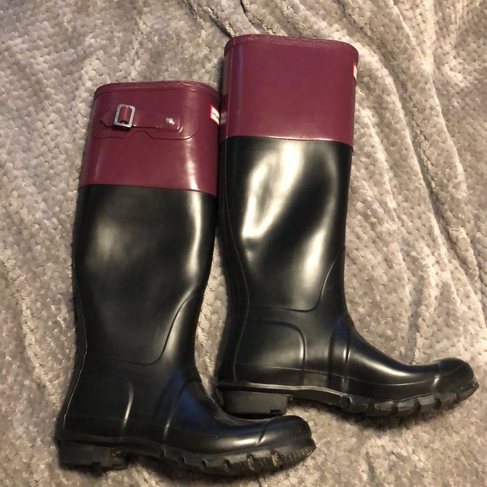 Purple Color Block Hunter Rainboots